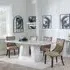 Milan Dining Set - White Marble, Taupe Leather