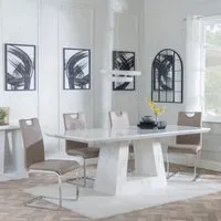 Milan Dining Set with Bianco Chairs - White, Marble
