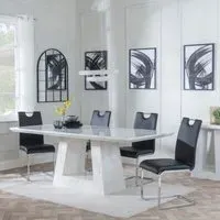 Milan Dining Set with Bianco Chairs - White, Marble