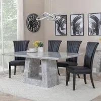 Milan Dining Set with Cadiz Chairs - Grey, Marble