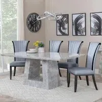 Milan Dining Set with Cadiz Chairs - Grey, Marble