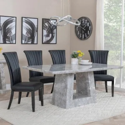 Milan Dining Set with Cadiz Chairs - Grey, Marble image