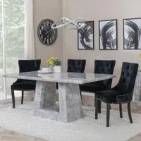 Milan Dining Set with Knocker Back Chairs - Grey, Black