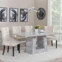 Milan Dining Set with Knocker Back Chairs - Grey, Champagne
