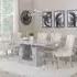 Milan Dining Set with Knocker Back Chairs - Grey, Marble