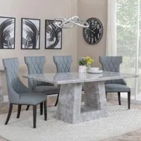 Milan Dining Set with Mimi Chairs - Grey, Marble