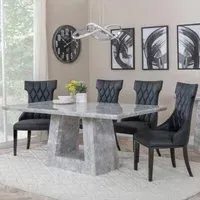 Milan Dining Set with Mimi Chairs - Grey, Marble