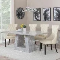 Milan Dining Set with Mimi Chairs - Grey, Marble
