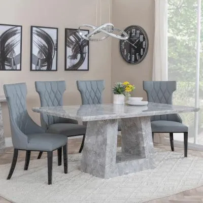 Milan Dining Set with Mimi Chairs - Grey, Marble image