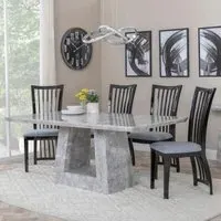 Milan Grey Marble Dining Set with Athena Chairs - Grey