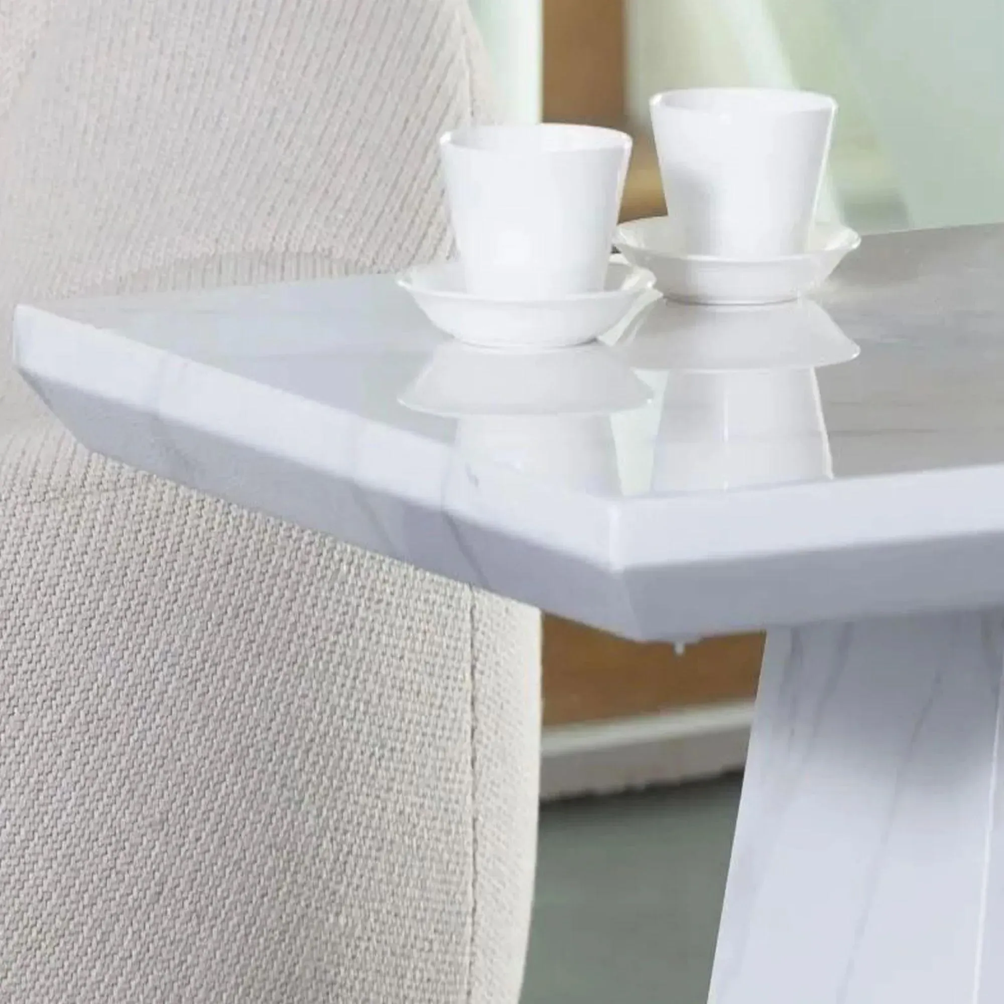 Milan Rectangular Coffee Table - White, Engineered Marble