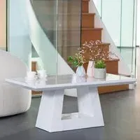 Milan Rectangular Coffee Table - White, Engineered Marble