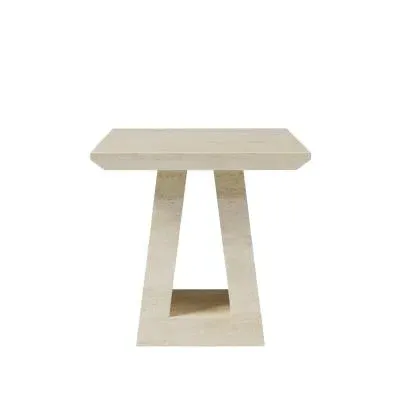 Milan Square Side Table - Beige, Engineered Marble image