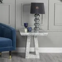 Milan Square Side Table - Grey, Engineered Marble