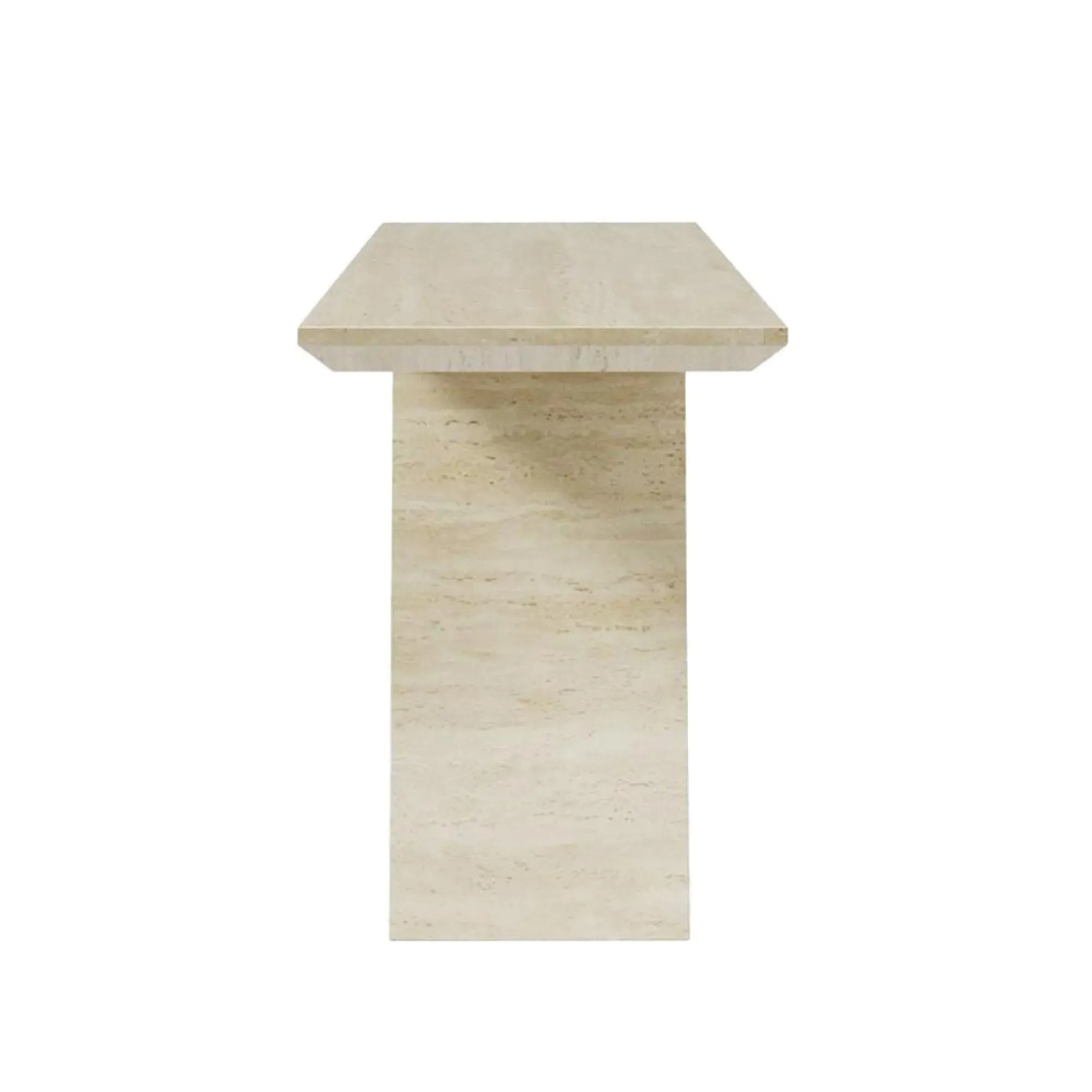 Milan Travertine Console Table - Beige, Engineered Marble