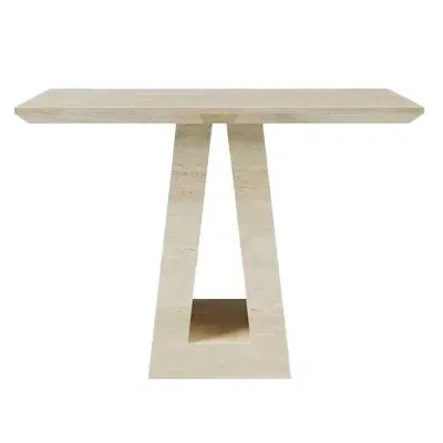 Milan Travertine Console Table - Beige, Engineered Marble