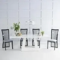 Milan White Marble Dining Set - Athena Black High Gloss Chair