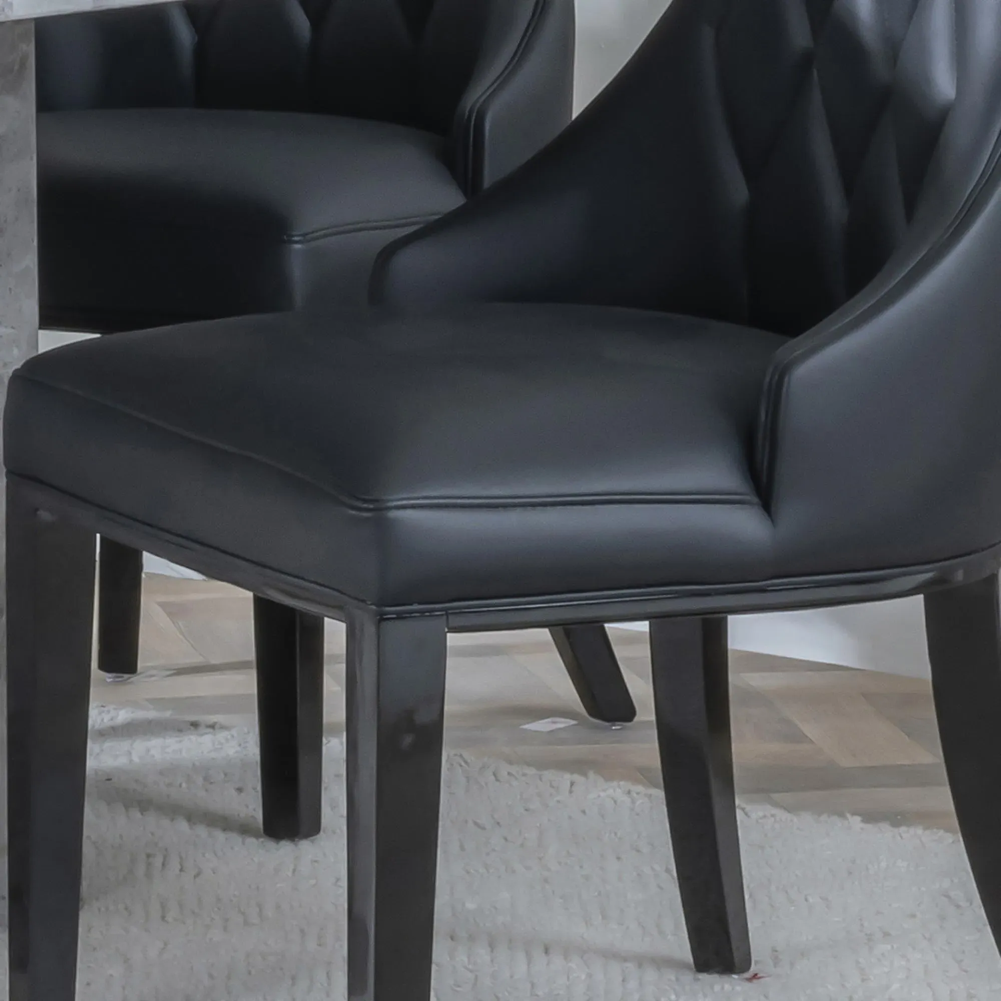 Mimi Large High Back Dining Chair - Black, Faux Leather