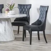 Mimi Large High Back Dining Chair - Black, Faux Leather