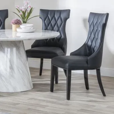 Mimi Large High Back Dining Chair - Black, Faux Leather image