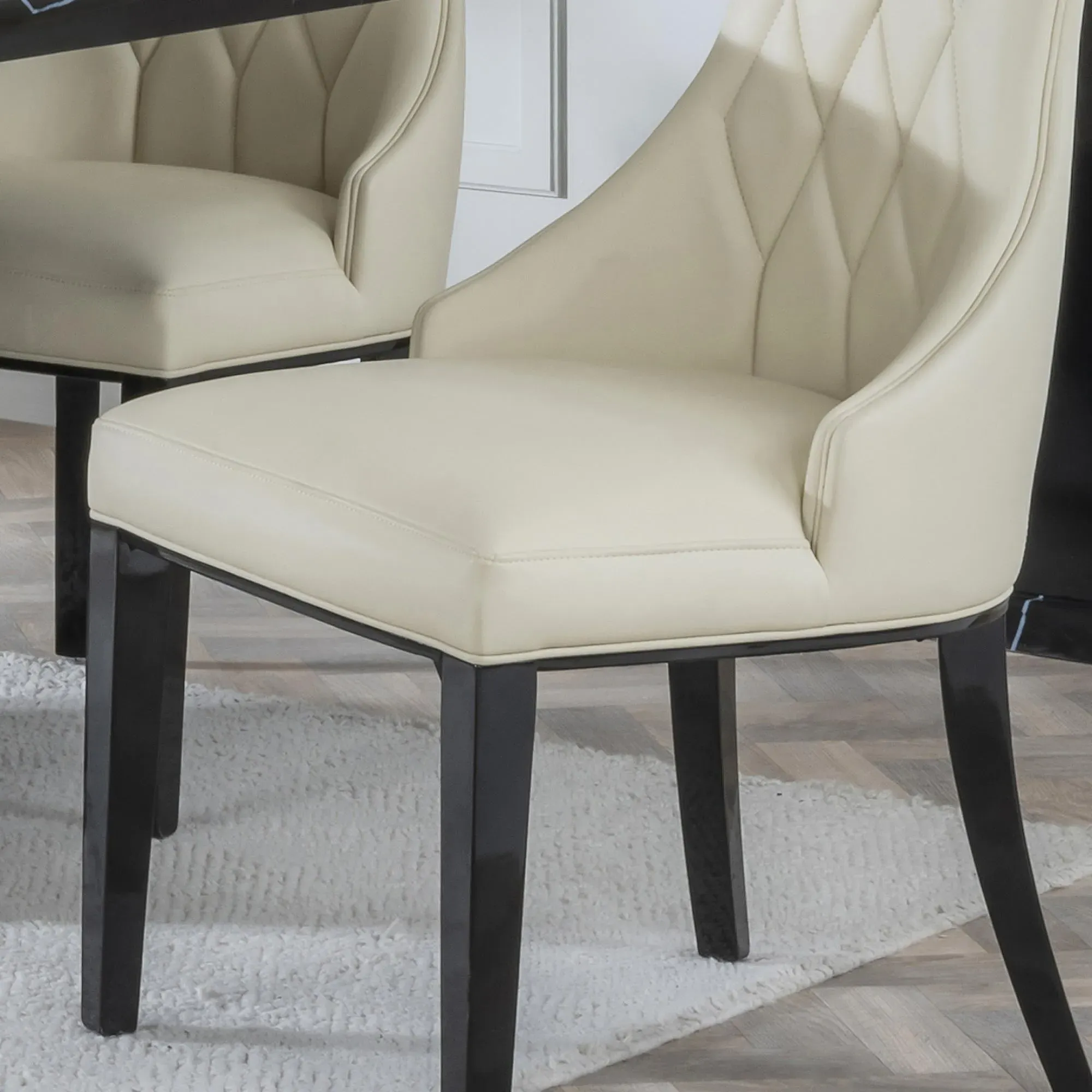 Mimi Large High Back Dining Chair - Cream, Faux Leather