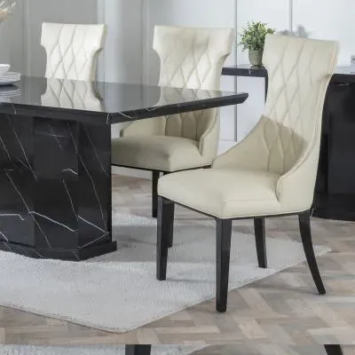 Mimi Large High Back Dining Chair - Cream, Faux Leather