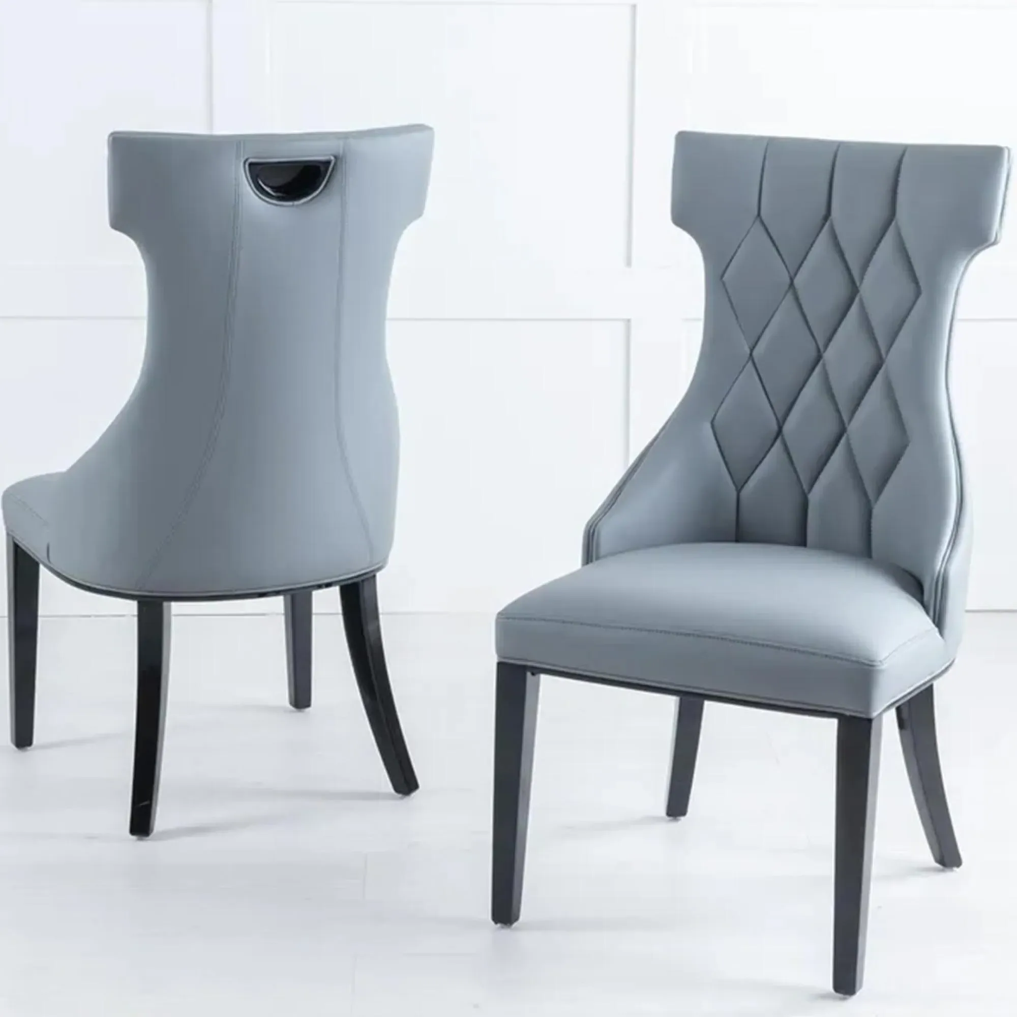 Mimi Large High Back Dining Chair - Grey, Faux Leather