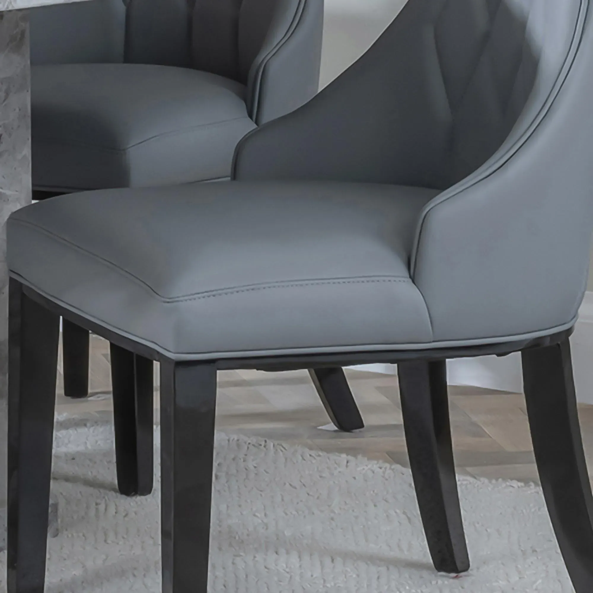 Mimi Large High Back Dining Chair - Grey, Faux Leather