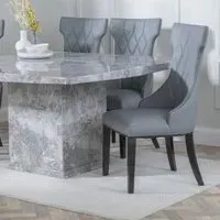 Mimi Large High Back Dining Chair - Grey, Faux Leather