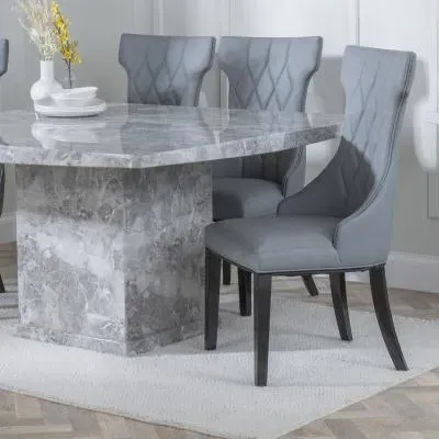 Mimi Large High Back Dining Chair - Grey, Faux Leather