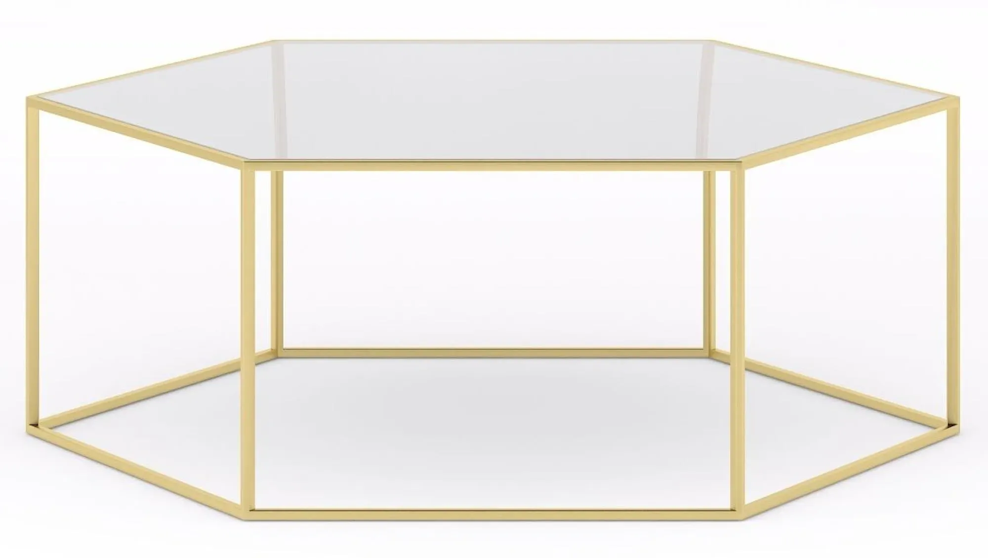 Ming Hexagon Coffee Table - Gold, Glass