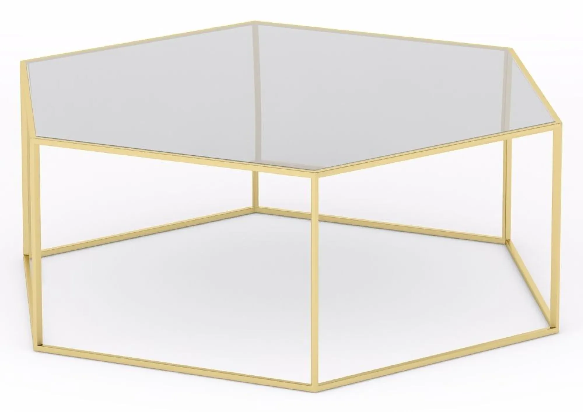 Ming Hexagon Coffee Table - Gold, Glass