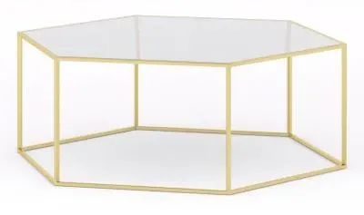 Ming Hexagon Coffee Table - Gold, Glass