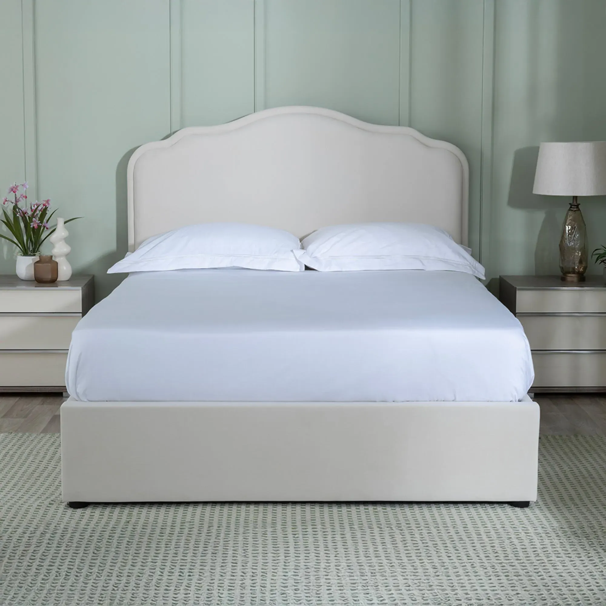 Monaco Ottoman Storage Bed - Beige, Fabric