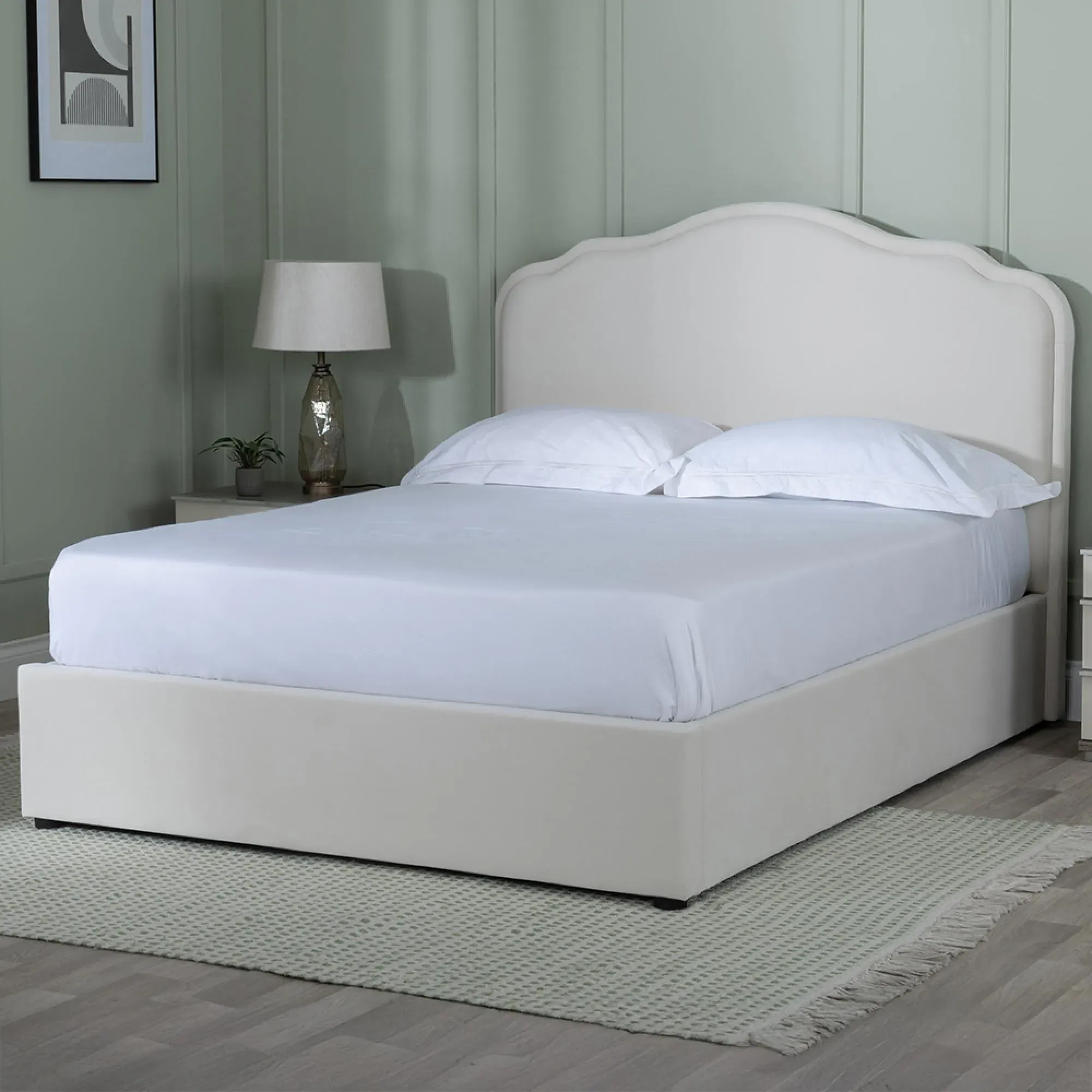 Monaco Ottoman Storage Bed - Beige, Fabric