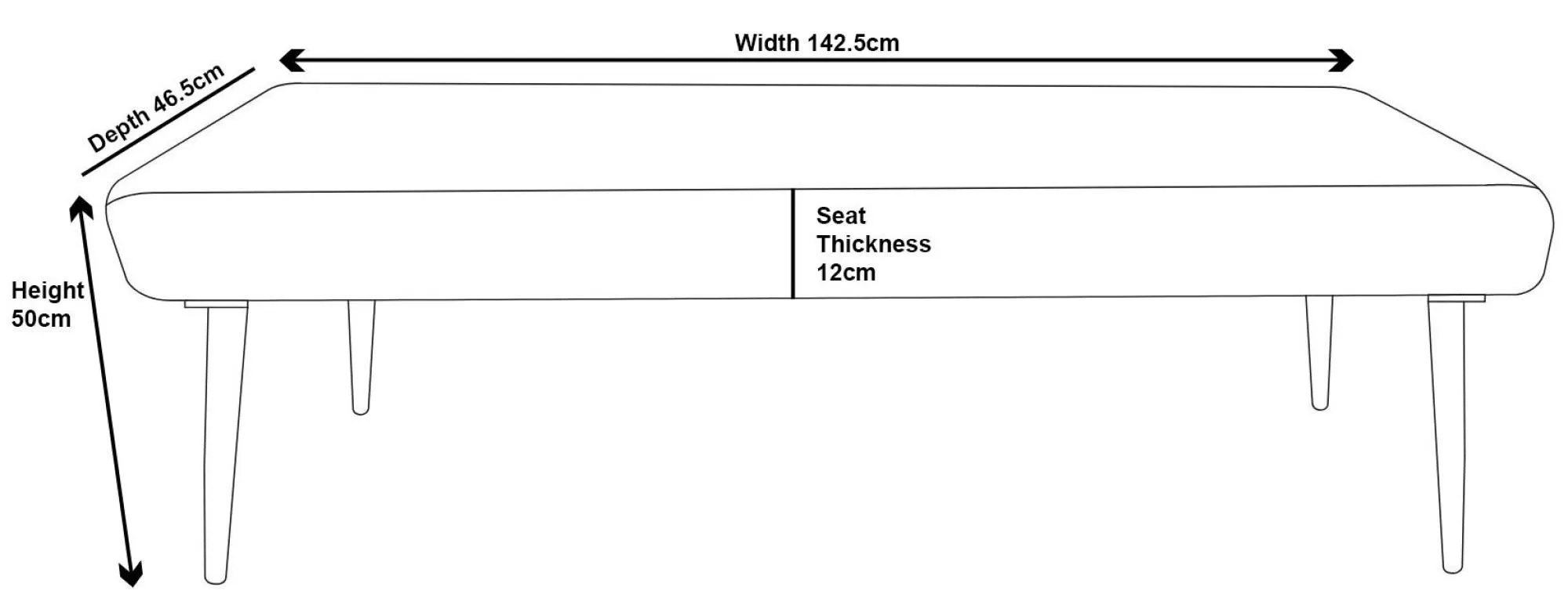 Monza Fabric Dining Bench - Grey