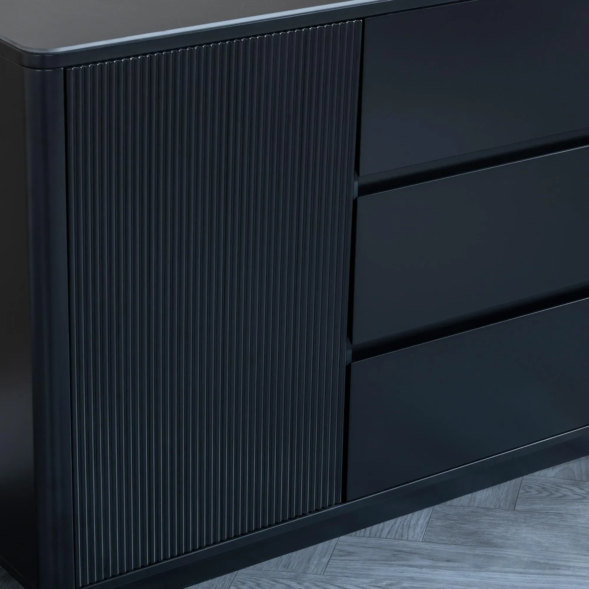 Morgan 2 Door Fluted Large Sideboard - Black, Ceramic