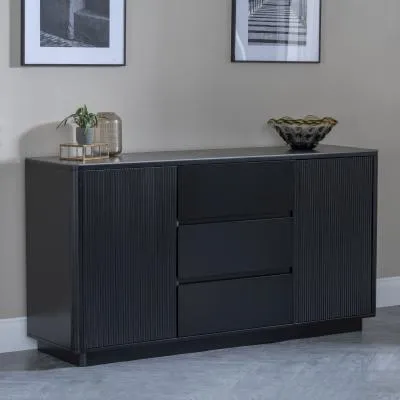 Morgan 2 Door Fluted Large Sideboard - Black, Ceramic