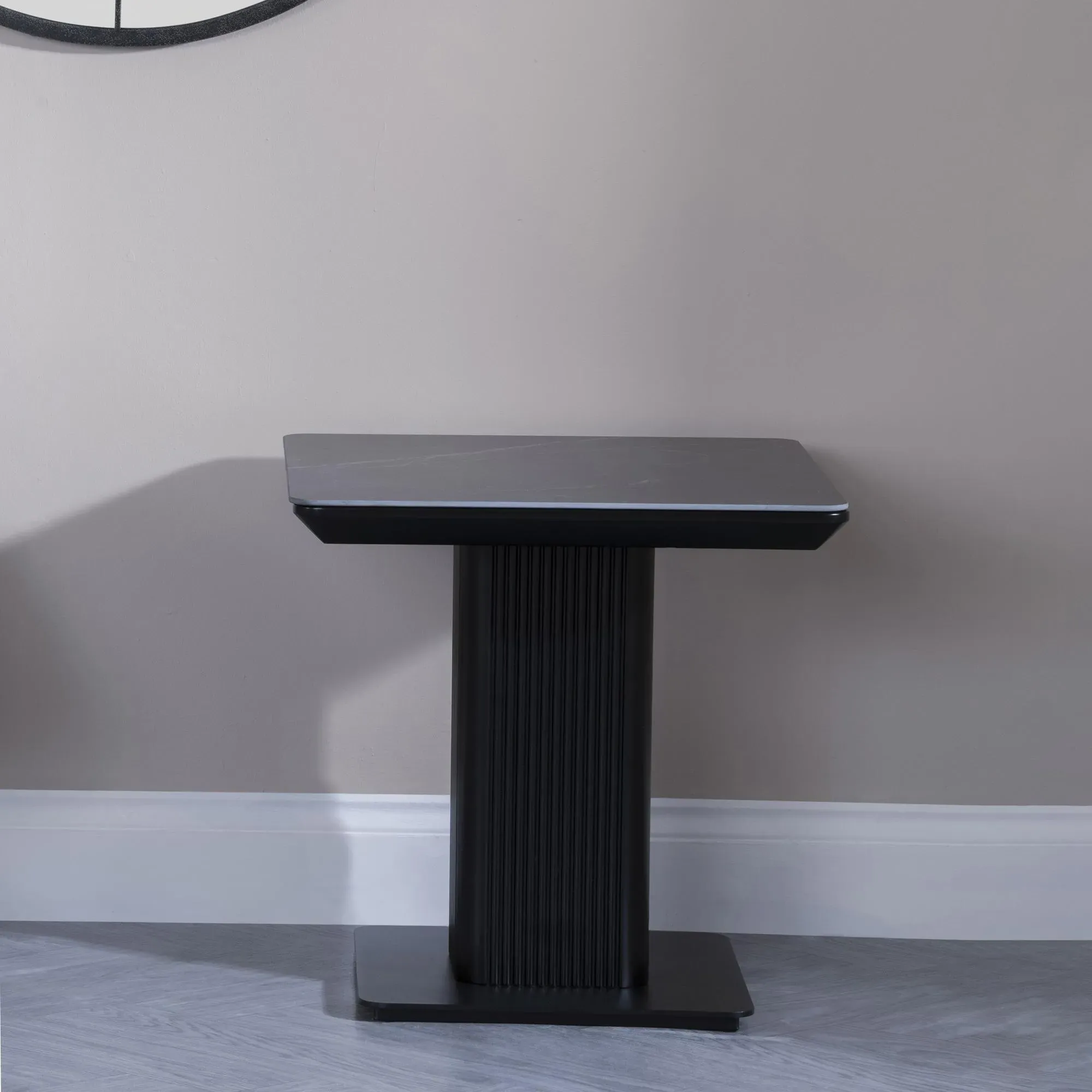 Morgan Fluted Lamp Table - Black, Ceramic