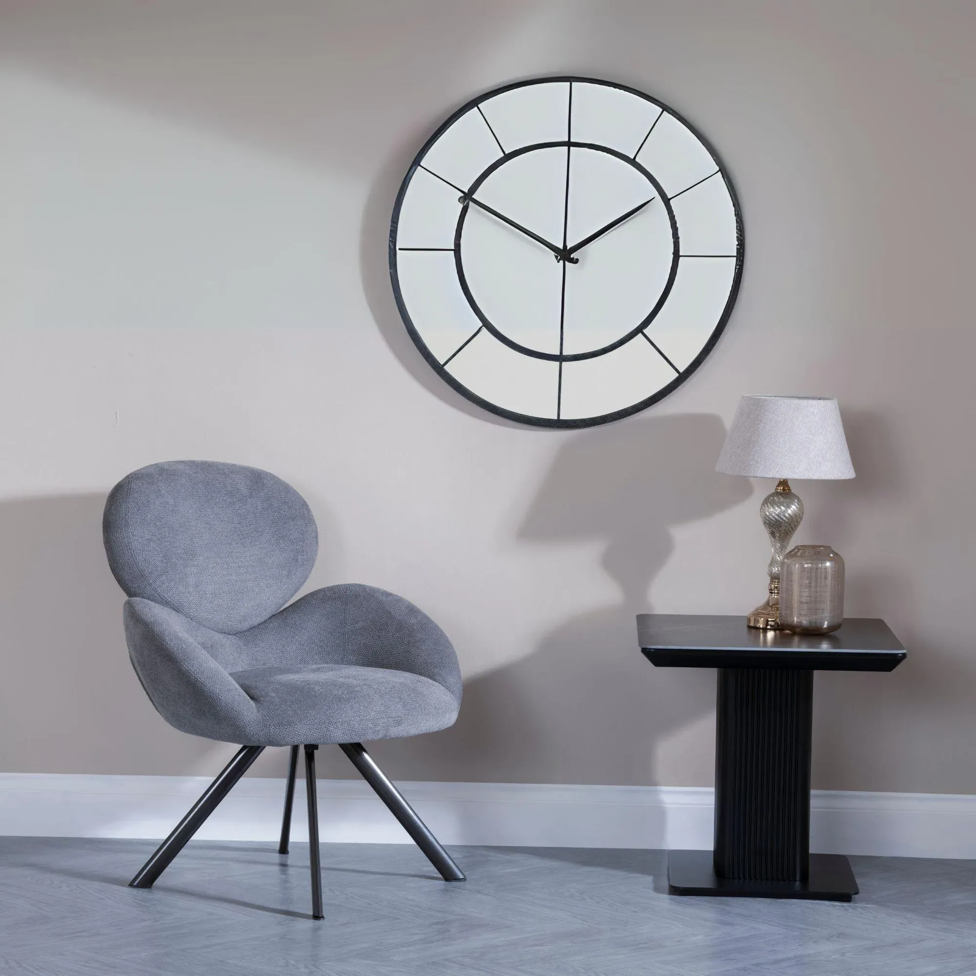 Morgan Fluted Lamp Table - Black, Ceramic