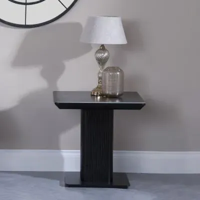 Morgan Fluted Lamp Table - Black, Ceramic image