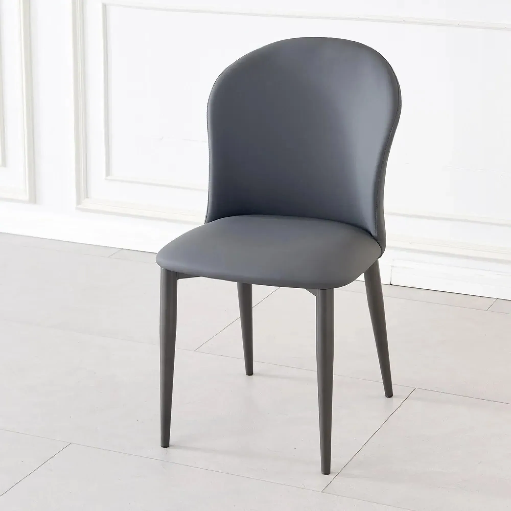 Nancy Dining Chair - Dark Grey, Leather