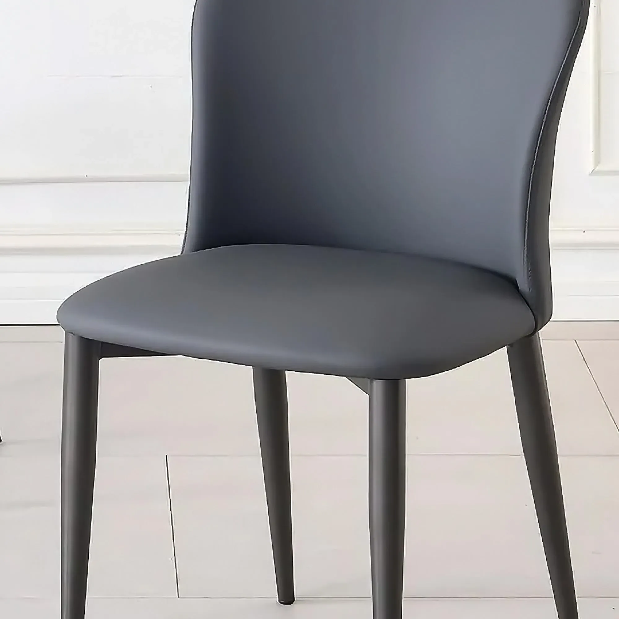Nancy Dining Chair - Dark Grey, Leather