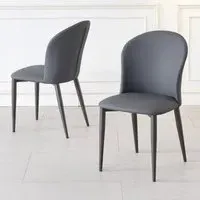 Nancy Dining Chair - Dark Grey, Leather