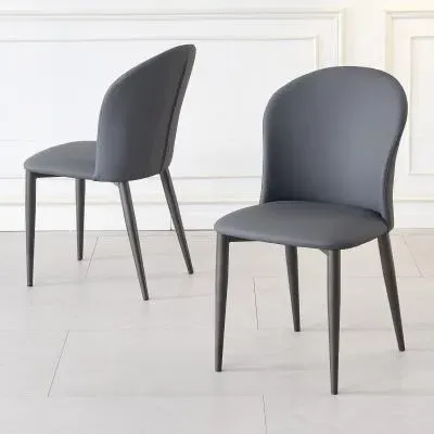 Nancy Dining Chair - Dark Grey, Leather