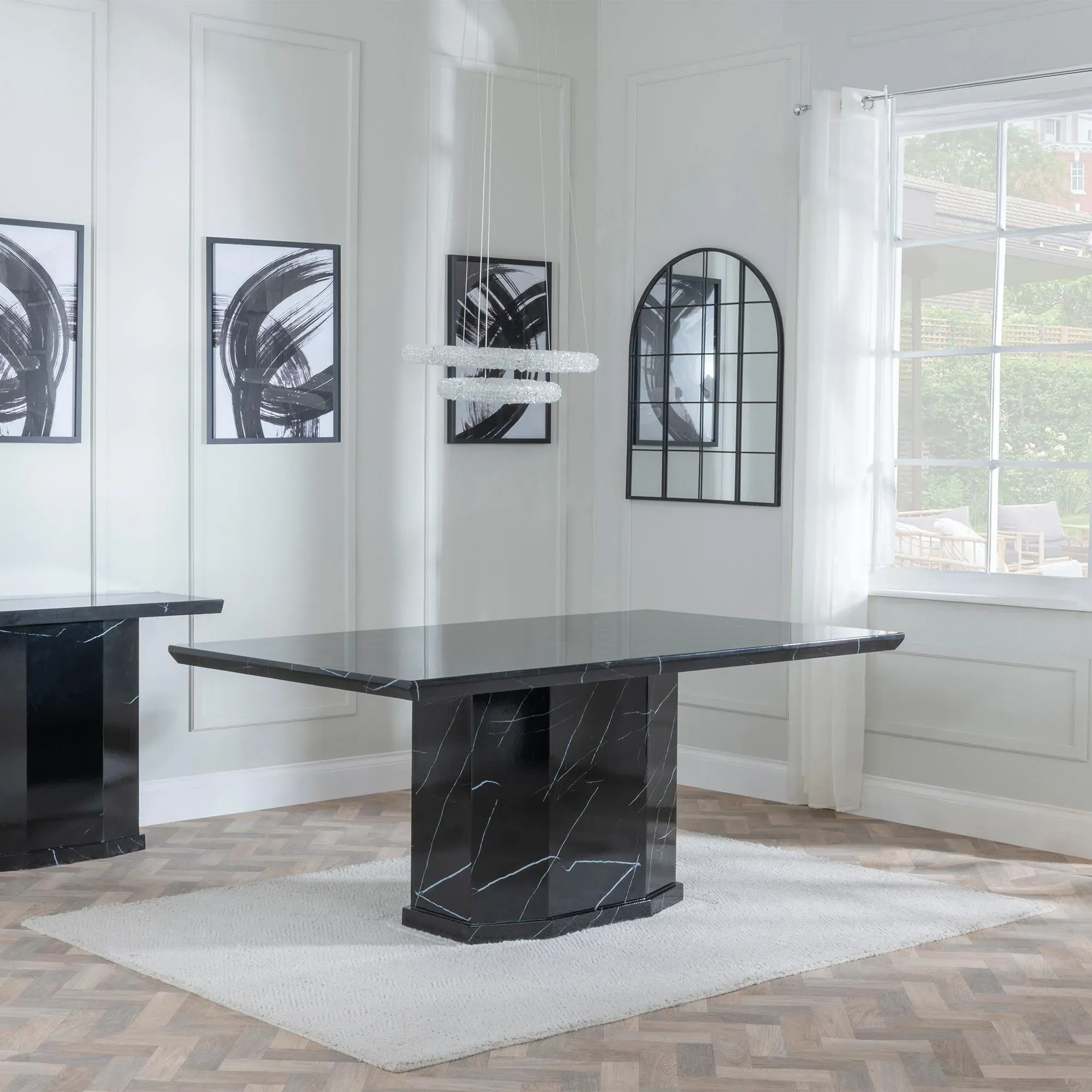 Naples 6-Seater Dining Table - Black, Marble