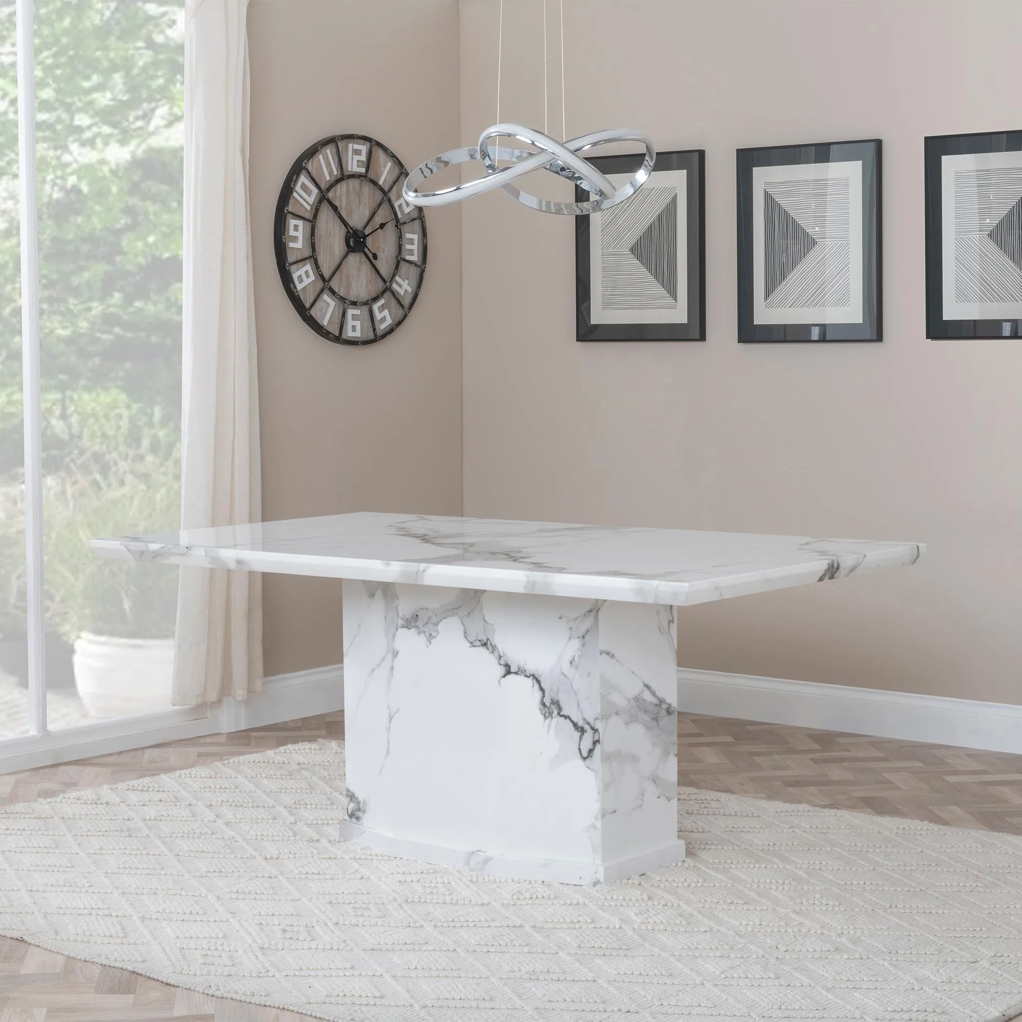 Naples 6-Seater Dining Table - White, Marble