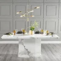 Naples 6-Seater Dining Table - White, Marble