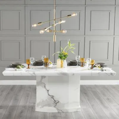 Naples 6-Seater Dining Table - White, Marble