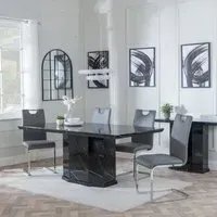 Naples Bianco Dining Set - Grey, Marble